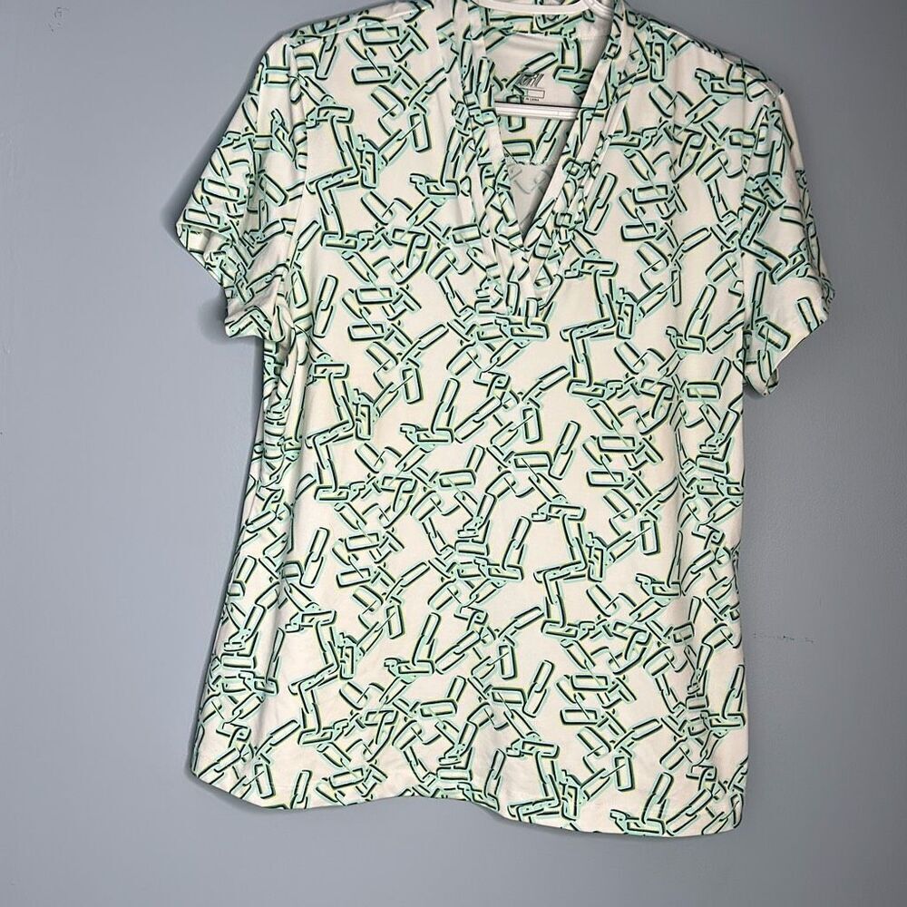 Tail Geometric Golf Shirt Lg Woman’s Activewear Short Sleeve